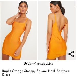 Strappy Bright Orange Bodycon Dress